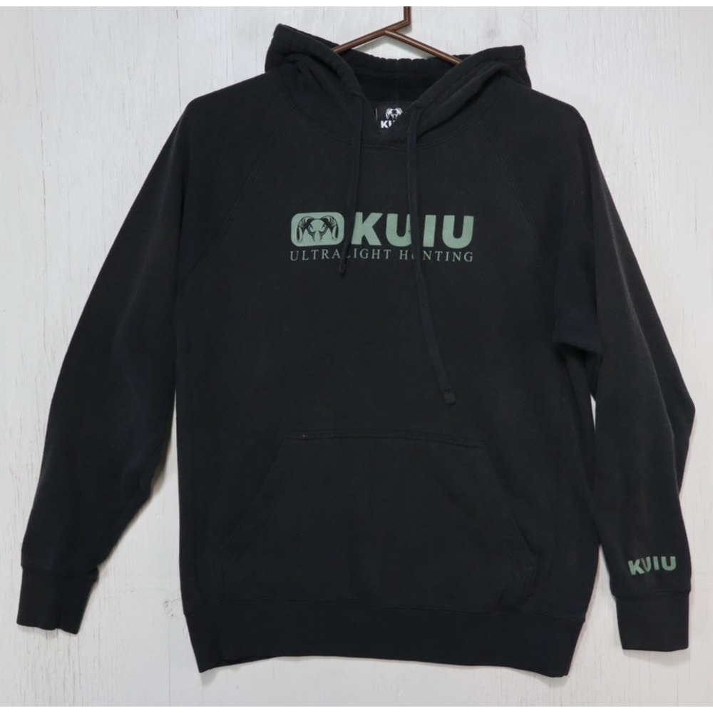 Mens KUIU Black Hoodie Hooded Sweatshirt Pullover Size Small Cotton - Fading